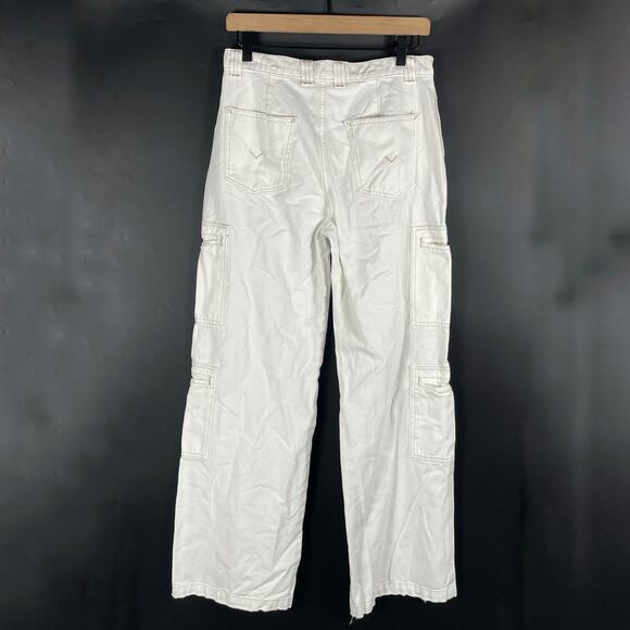 Hudson High-Rise‎ Welt Pocket Cargo Wide Leg Jean White Sz 24 - Picture 12 of 15